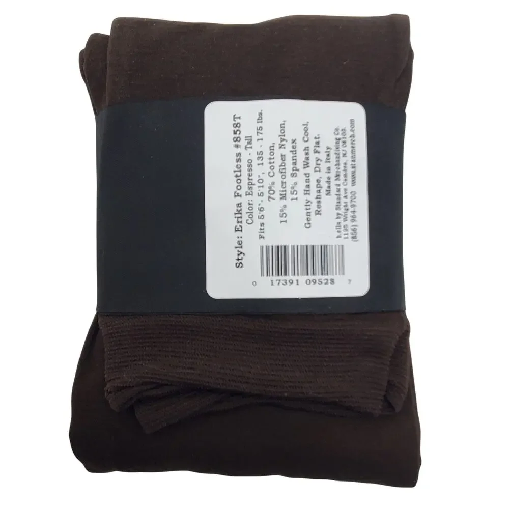 FOOTLESS Tights TALL Espresso Brown B.ella Erika Opaque Italian 90 Denier Cotton